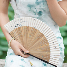 折扇女素雅扇子中国风旗袍走秀折叠扇古风汉服舞蹈折扇复古小颂翊