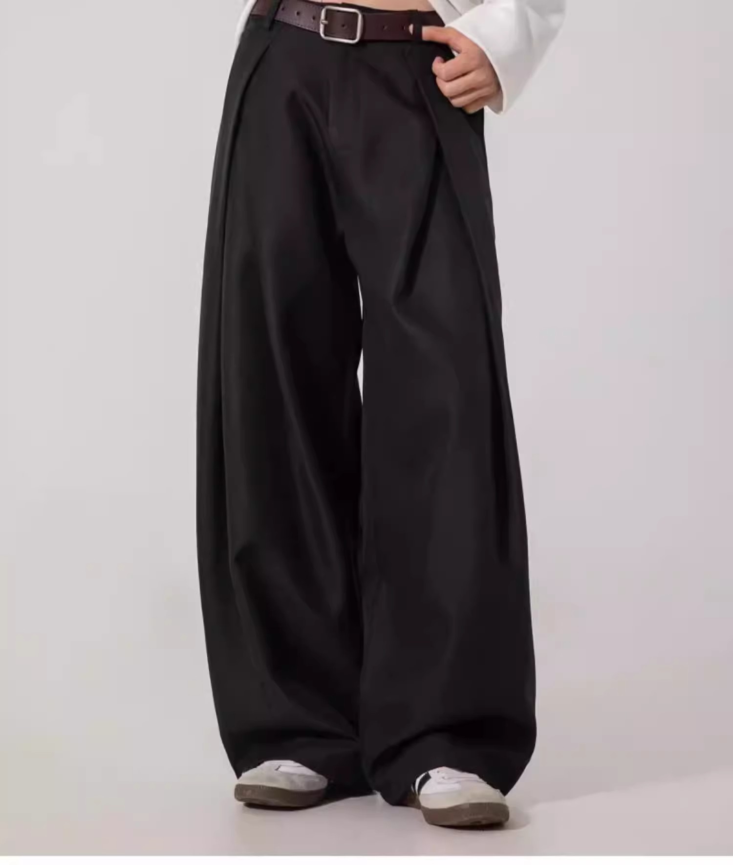 Plissierte Chinos Für Herren Gerade Geschnittene Stoffhose_voghion.com