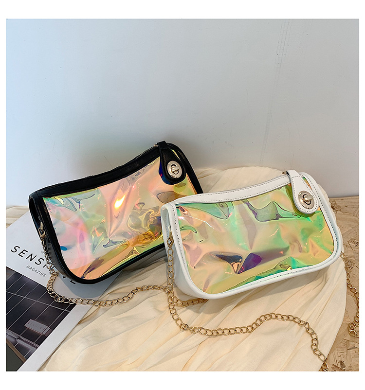 Fashion Summer Small Square Casual Pvc Women's Transparent Jelly Color Beach Chain Bag display picture 5