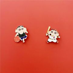 New-style Crayon Shin-chan Basketball Brooch for Men and Women | Cute Japanese-Style Cartoon Couple's Pair of Badges & Pins | Women's Accessories
