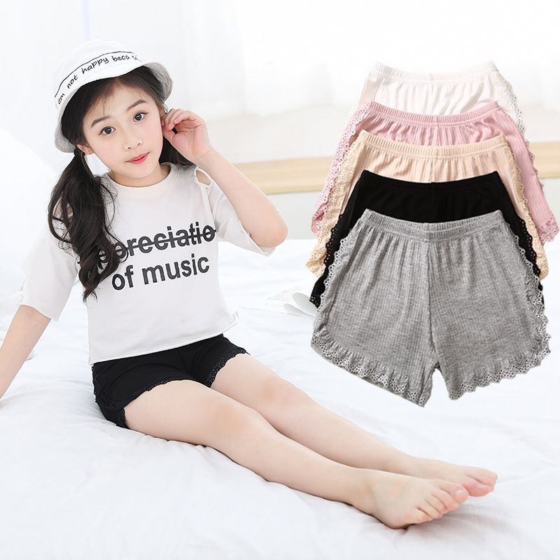 Girls' Summer Pure Cotton Safety Anti-Exposure Children's Underwear Thin Mid-To-Large Children's Base Layer Boxer Shorts