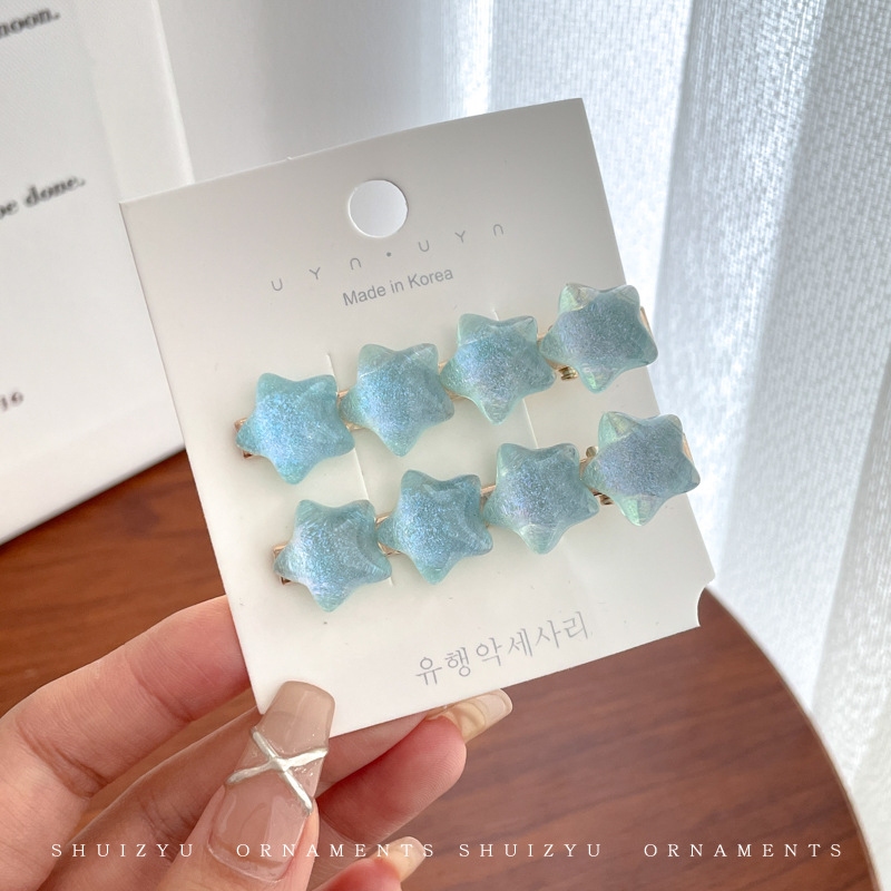 Dopamina azul Linda estrella sin costuras clip pequeño clip para niños flequillos laterales de pico de pato horquilla