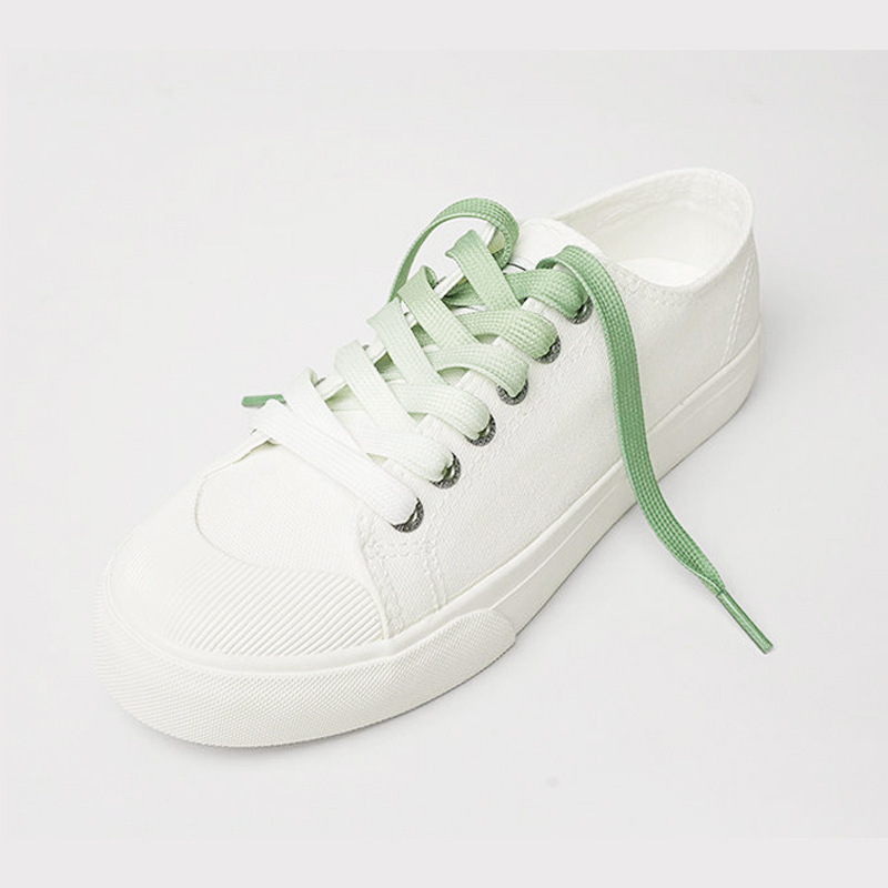 Lona zapatos blancos gradiente cordón transparente doble capa