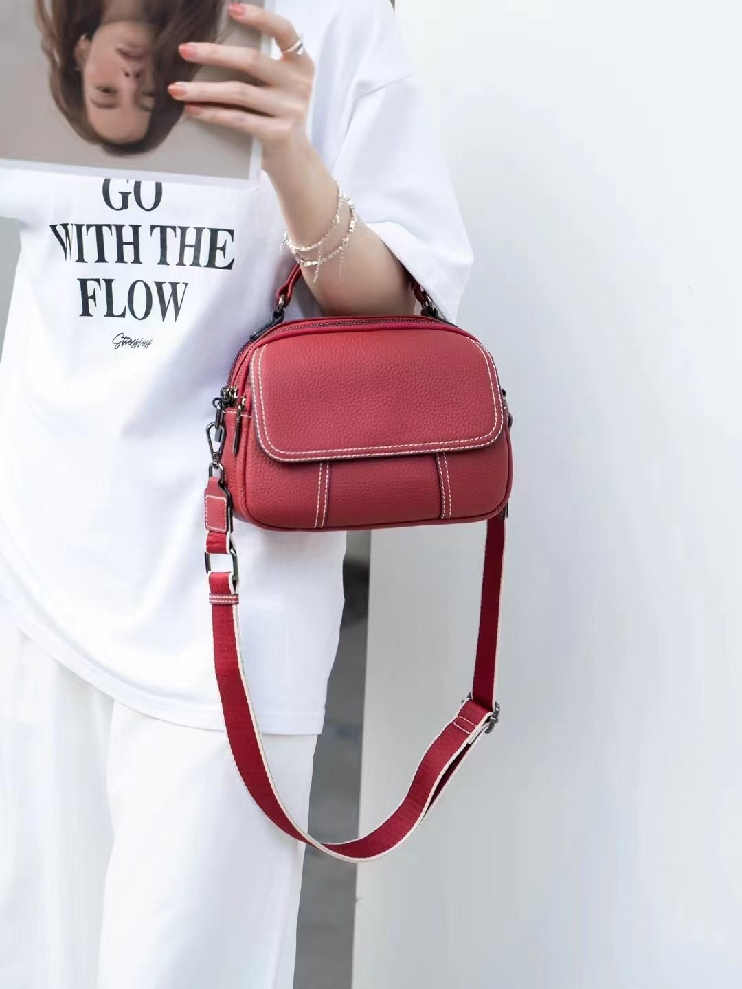 Light Luxury Genuine Leather Women's Bag Cross-Border New Fashion Versatile Shoulder Crossbody Bag First Layer Cowhide Large Capacity Handbag