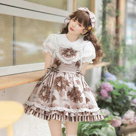 巧克力花环 原创lolita洋装连衣裙日常可爱背带裙呲甜洛丽塔裙子