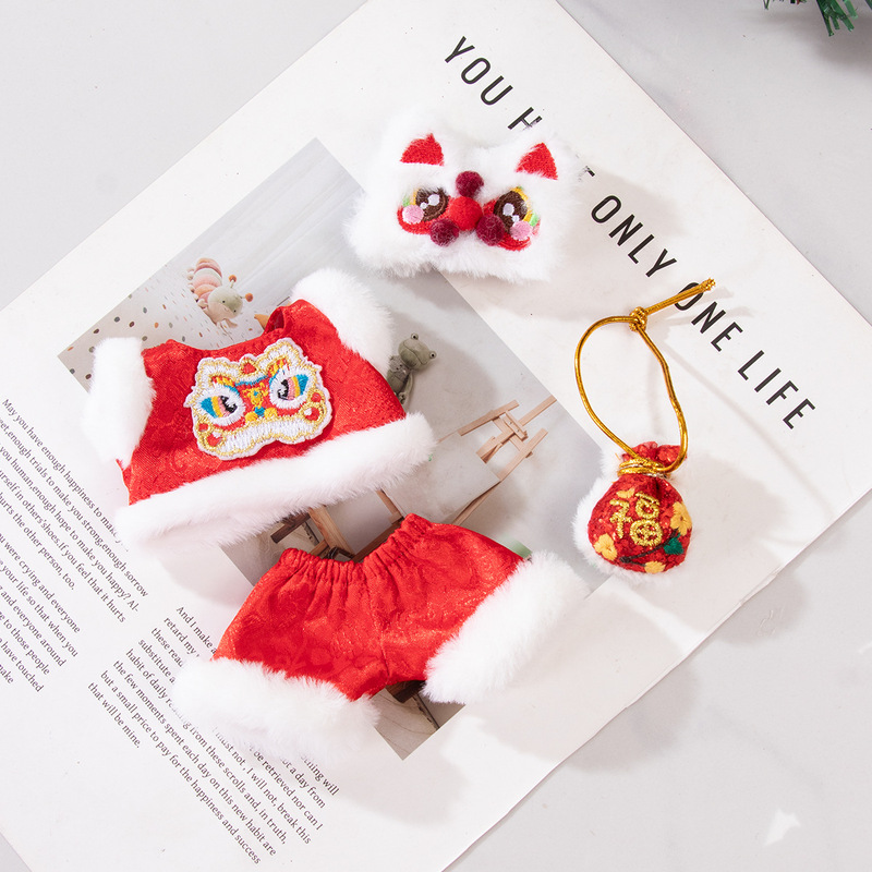 Labubu Handmade Doll Clothes New Year Outfit Labubu New Year Birthday Lucky Bag First Generation Third Generation 17cm Doll Clothes Replacement Outfit