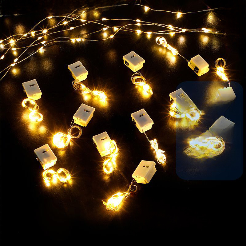 LED Button Battery White Box Colorful Floral Light String Bulk Wholesale Christmas Tree Decor Copper Wire Atmosphere String Lights