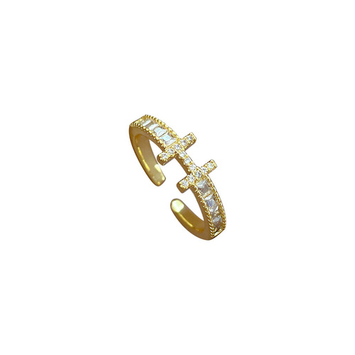 [Real Gold] Full Diamond H Wedding Ring Ring Opening Adjustable Simple Hand Jewelry Japanese Ring Couple Ring
