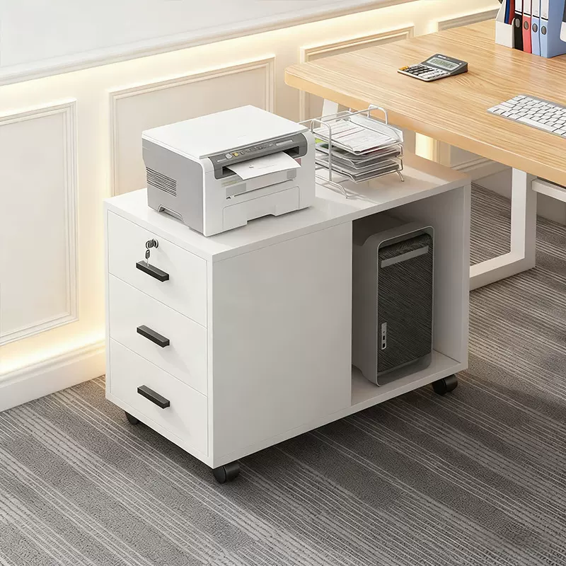 办公室桌下文件柜带主机位资料柜工具收纳柜带锁可移动抽屉储物柜