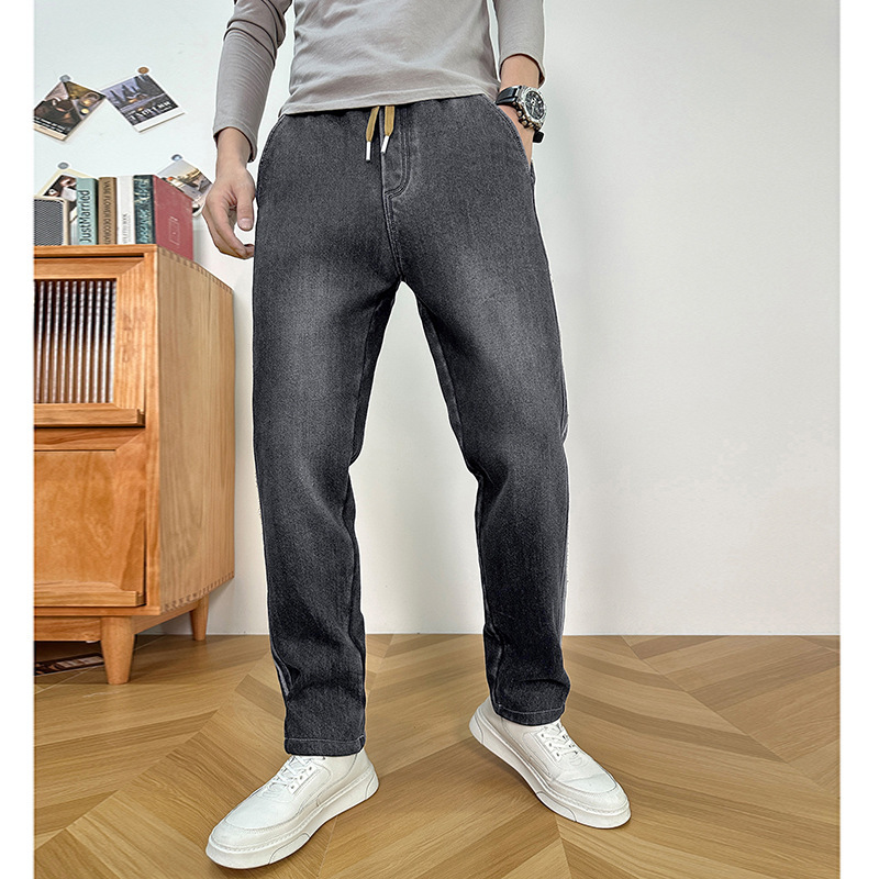 Men's Loose Straight-Leg Jeans New American Style Trendy Casual Pants Men's Stretch Tapered Stylish Workwear