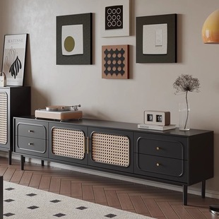 Home Simple Modern New Black Tv Cabinet Cabinet Modern Retro Tv Cabinet Coffee Table Combination Living Room