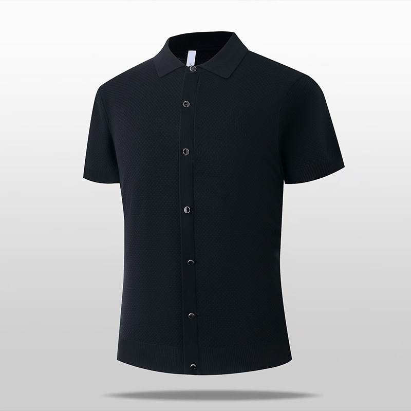 Polo camiseta de punto camiseta de manga corta hombre cardigán botón viejo viento de hielo camiseta de verano fábrica transfronteriza al por mayor