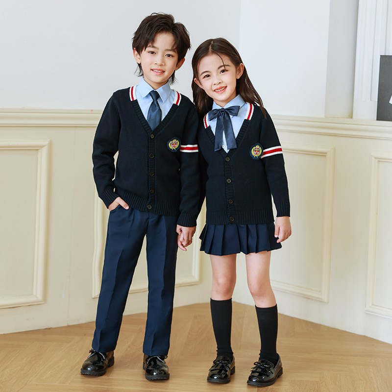 Jardín de Infantes ropa de primavera y otoño ropa de estilo británico estudiante de la escuela primaria Clase de verano uniforme escolar traje de uniforme de la clase de los niños traje de tres o cuatro piezas