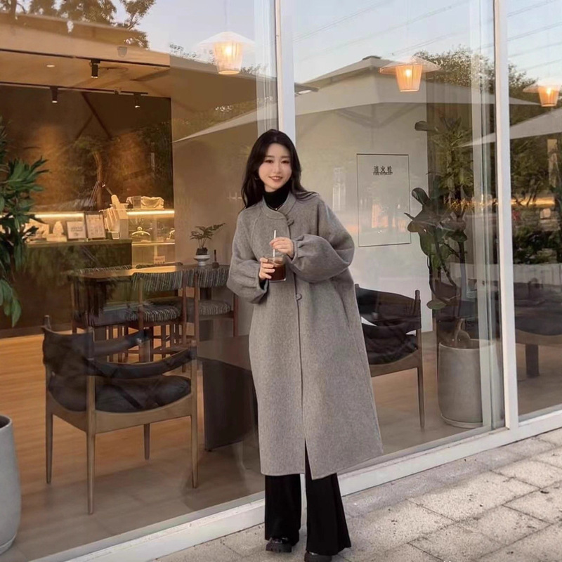 2025 New Autumn and Winter Ins French Elegant Retro Long Loose Large Size Double-Sided Wool Outwear Women's Outwear