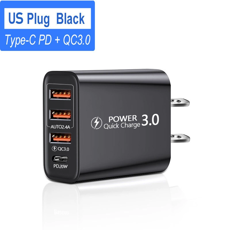Travel multi-function charger 3USB+Type-C charging head 3U+PD multi-port mobile phone power plug adapter