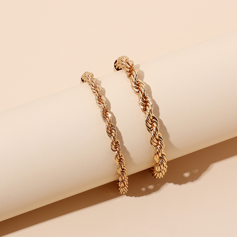 39g Weight Necklace Classification Wedding, Travel Occasion Women'S Gender Fashion Stacked Twist Alloy Necklace Bracelet Set Wholesale 7