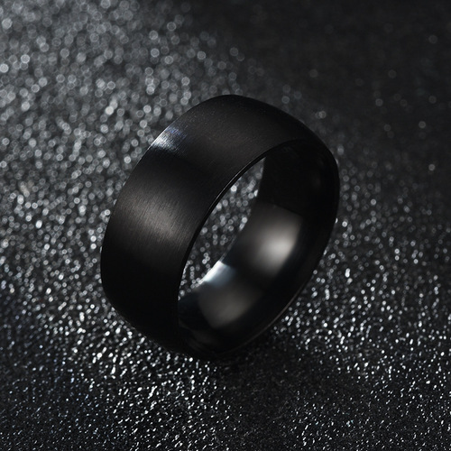 Daihao 8mm inner and outer ball matte black men's ring, trendy men's personalized black ring, glossy ring