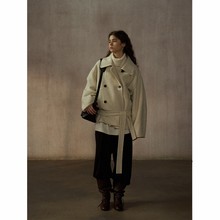 【识几】全羊毛高品质手缝传令兵经典通勤双面尼大衣外套女M9245