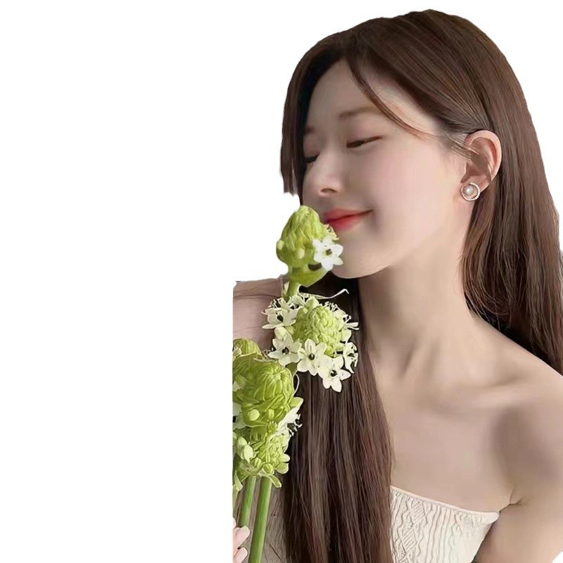 ZHUJI 진주 귀걸이 천연 찐빵 편원 담수 진주 귀걸이  통근 기질 보석