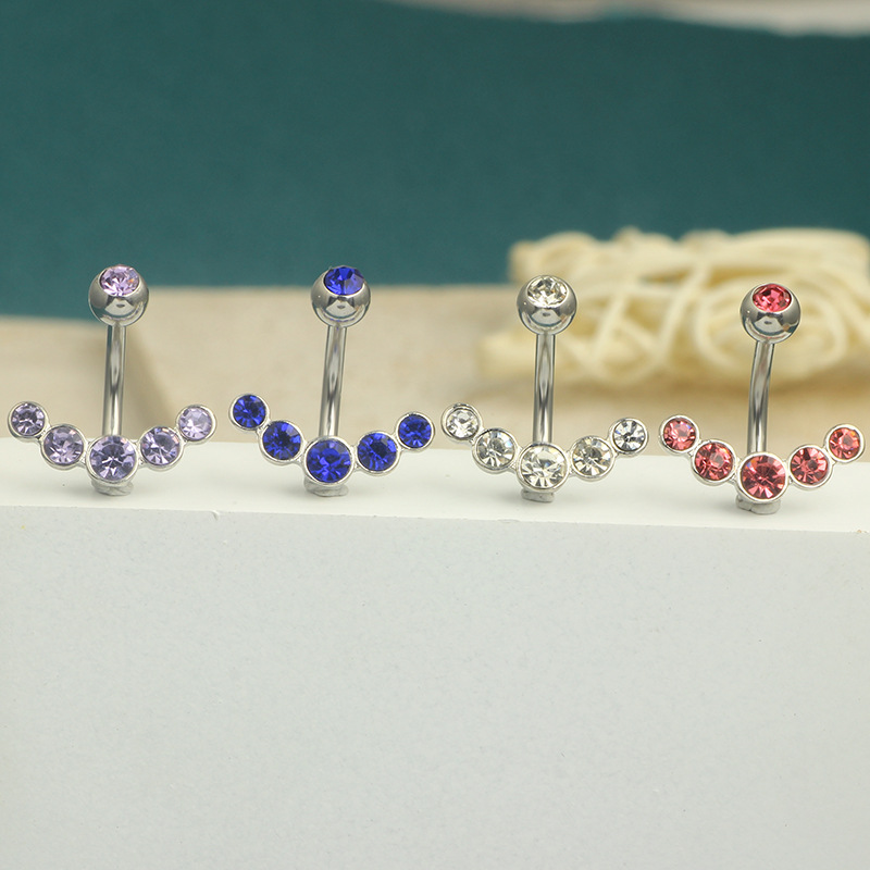 New Fashion European American Hot Selling Navel Stainless Steel Inverted Belly Ring Mixed Color Piercing Jewelry Wholesale detail image 8