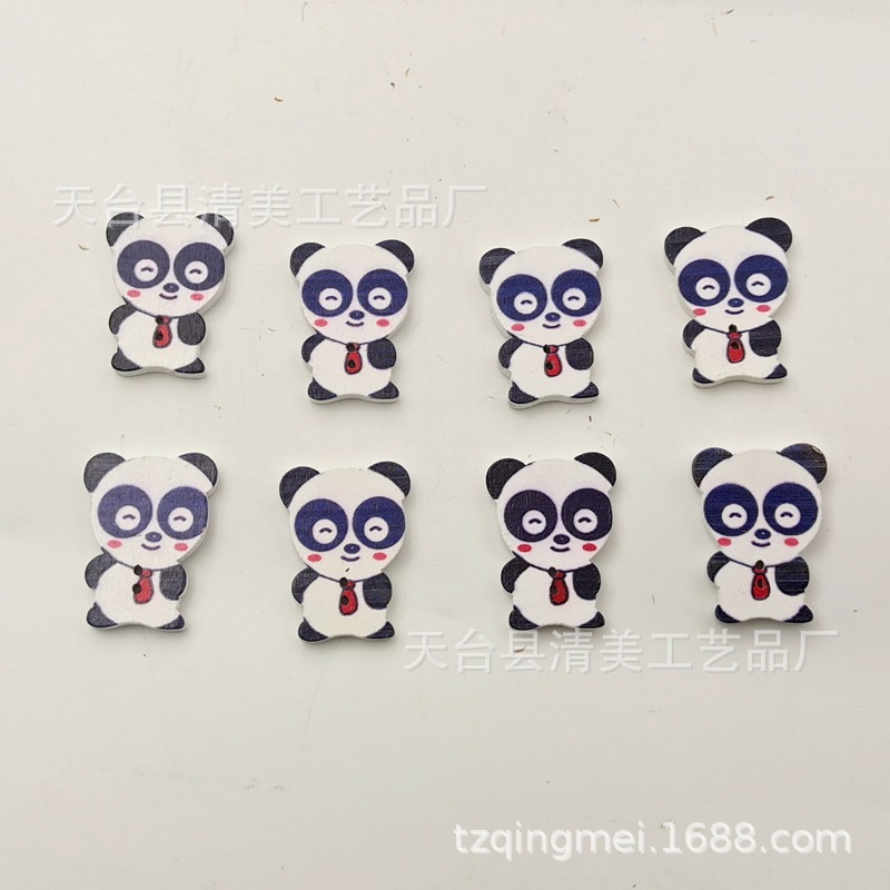 22*30mm fondo blanco de madera de dibujos animados panda botones de madera 4mm grueso decoración de madera panda 20 piezas en un paquete