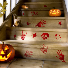 萬聖節布置血跡骷髏手印浴室衛生間家居玻璃櫥窗裝飾牆貼自粘批發
