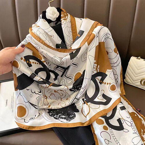Summer simulated silk scarf, insulation turban, big brand long scarf, sun protection, silk scarf, mulberry silk scarf, wholesale shawl