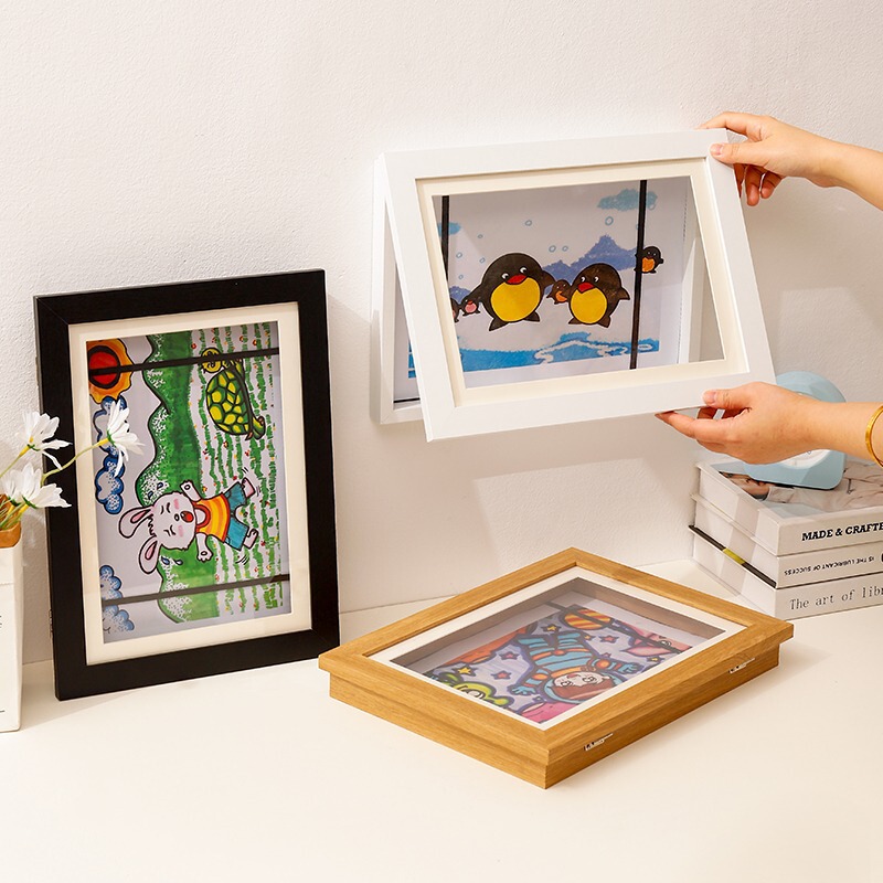 Cross-Border Interchangeable Children's Painting Flip Frame, Frame for Mounting Paintings, Magnetic A-Frame for Certificates, Dropshipping Wooden Frame Cross-Border Interchangeable Children's Painting Flip Frame, Frame for Mounting Paintings, Magnetic A-Frame for Certificates, Dropshipping Wooden Frame