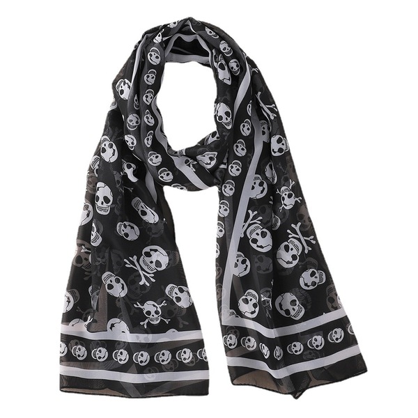 Chiffon scarf positioning skull seaside holiday scarf print mid…