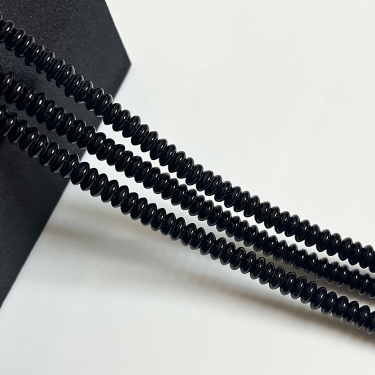 Wholesale Black Stone Disc Bead Spacers Semi-Finished Long Chain DIY Bracelet Imitation Black Agate Flat Disc Ufo Bead Spacers Loose Beads