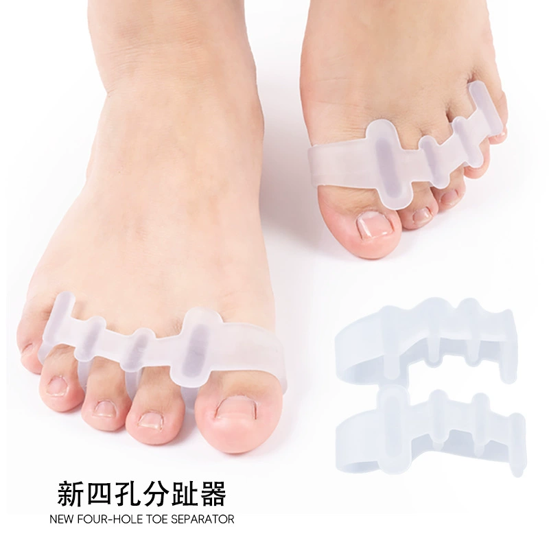 Силиконовый разделитель для пальцев ног с четырьмя отверстиями, прямые поставки с завода, разделитель для большого пальца при вальгусной деформации, корректор для пальцев ног, ортопедическое устройство