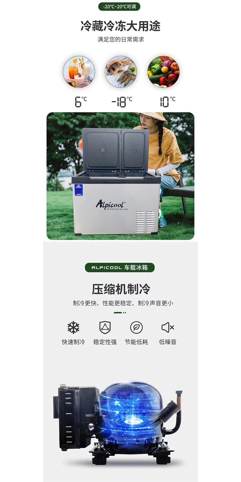 New Model Ice Tiger Dual-Temperature Dual-Door Car and Home Refrigerator with Freezer and Cooler Compartments, Dual-Use for Car and Home, Small Freezer