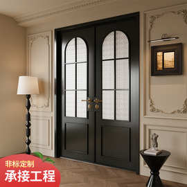 极窄法式钛镁合金对开门美式会议室门书房门室内门双扇双开玻璃门