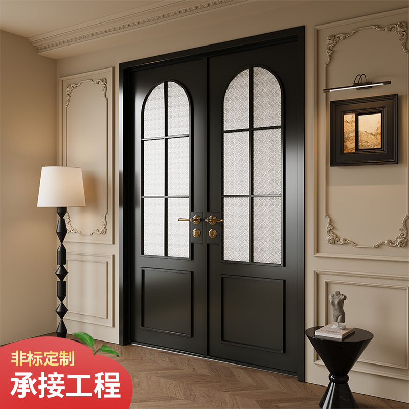 Very Narrow French Titanium Magnesium Alloy Opposition Door American Meeting Room Door Study Door Interior Door Double Double Opening Glass Door