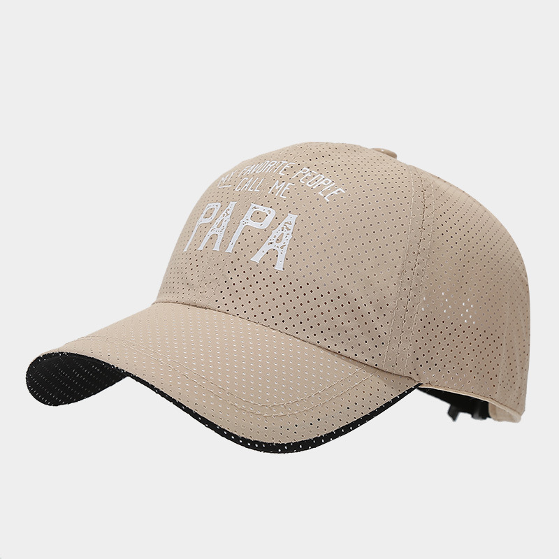 Papá al aire libre respirable malla sombrero de béisbol rápido secado letras retro sombrero de protección solar sombrero de primavera y verano sombrero deportivo
