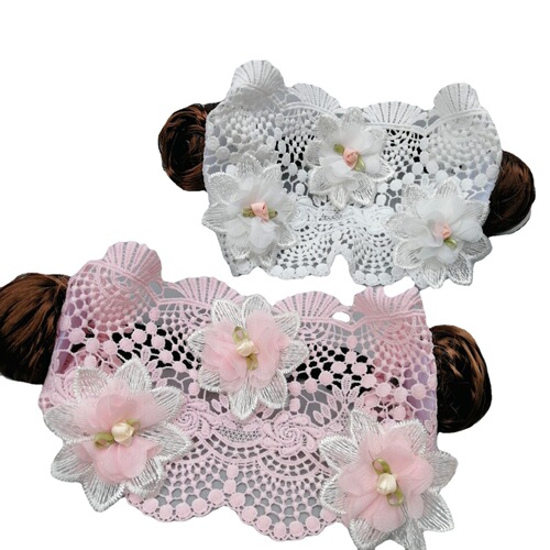 New Korean style bangs children's small curly wig hairband baby curly hair lace hairband small flower headdress hair net set
