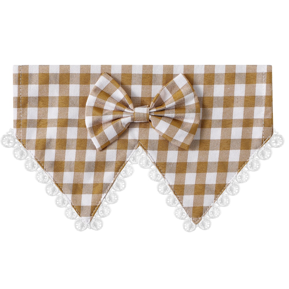 Fábrica transfronteriza nuevo algodón británico perro encaje Plaid mascota triángulo toalla mascota perro collar saliva toalla