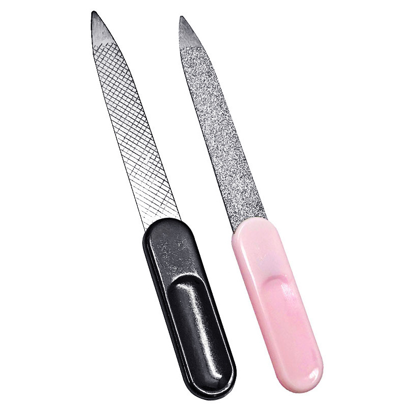 喷砂338锉塑料柄双面指甲锉不锈钢金属细打磨条修夹美甲指甲挫刀