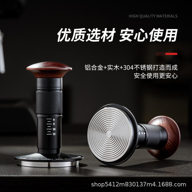 Coffee Machine Tamper with Scale, Impact Powder Hammer with Threaded Base, Constant Pressure Elastic Tamper 51/53/58mm Coffee Machine Tamper with Scale, Impact Powder Hammer with Threaded Base, Constant Pressure Elastic Tamper 51/53/58mm
