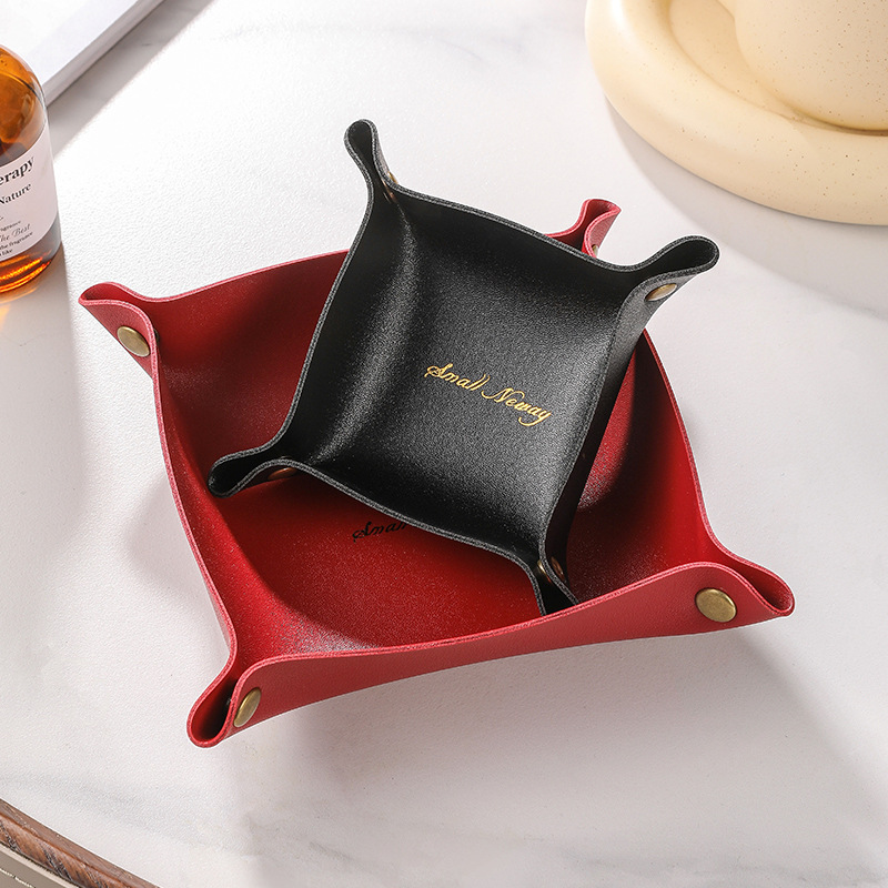 Factory Nordic ins leather storage box desktop key storage tray PU leather jewelry cosmetic storage batch