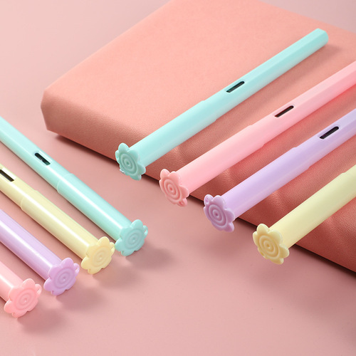 Macaron Color Elementary School Posture Practice Writing Refillable Ink Cartridge EF Sharp 0.38mm Pen Wholesale