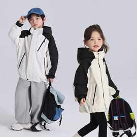 2025新款男女童春秋装冲锋衣洋气薄款中大童外穿上衣休闲连帽外套