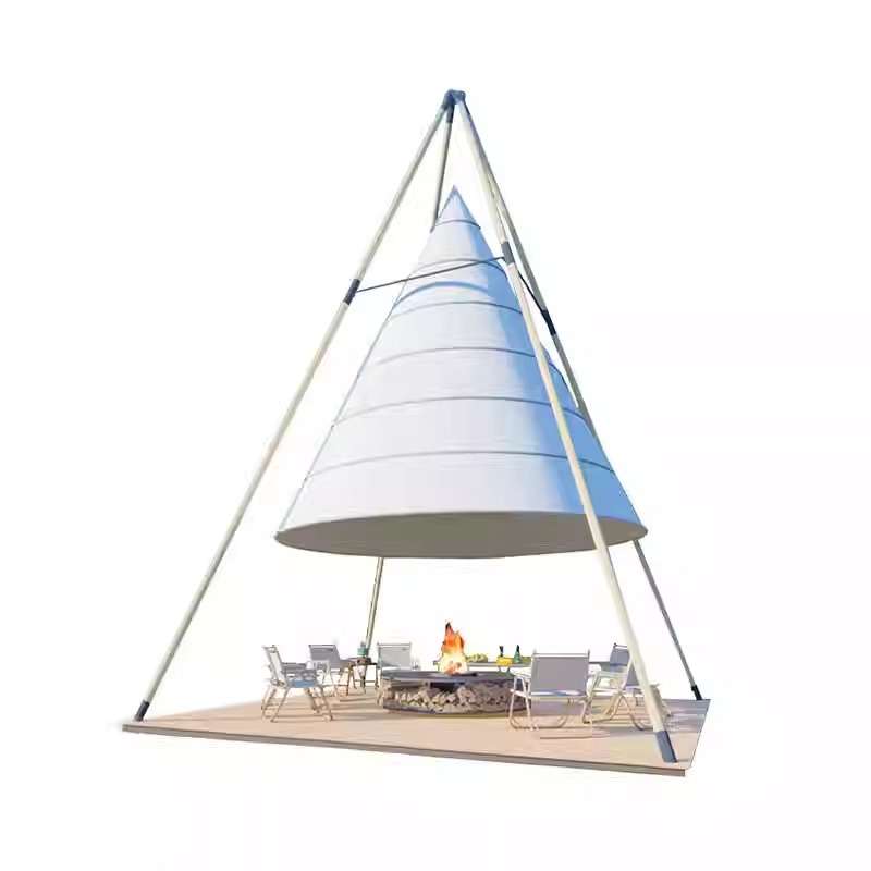 Luz de lujo triángulo red carpa de comidas al aire libre Hotpot Hotel camping lugar escénico Cottage Residence Hotel Tent