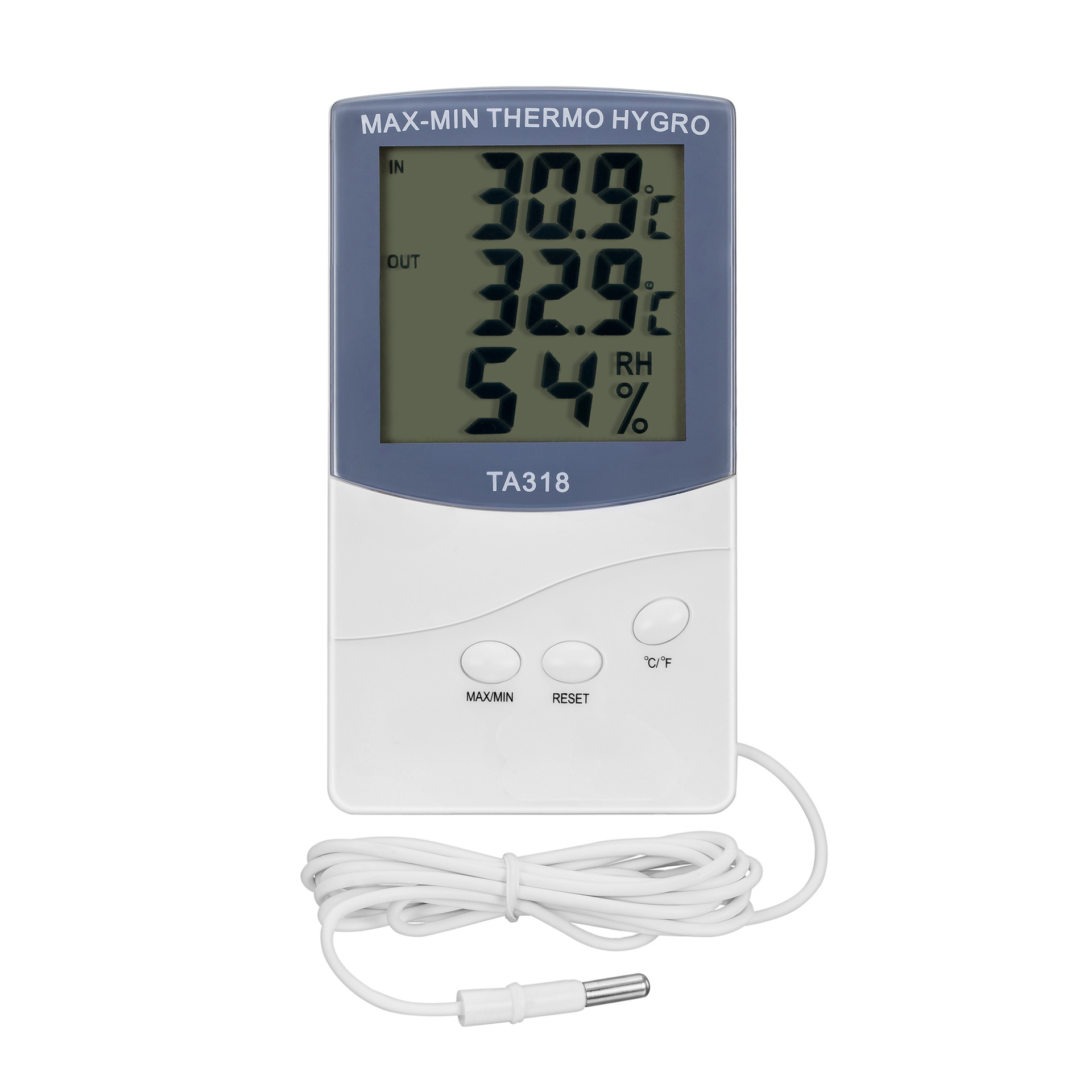数字温湿度计TA318 高精度大屏幕数显带探头同时显示室内室外