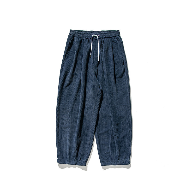 Pantalones de linterna de tendencia suelta, pantalones de pana para hombre, pantalones de pierna ancha sueltos de gran tamaño, pantalones de harén casuales de primavera