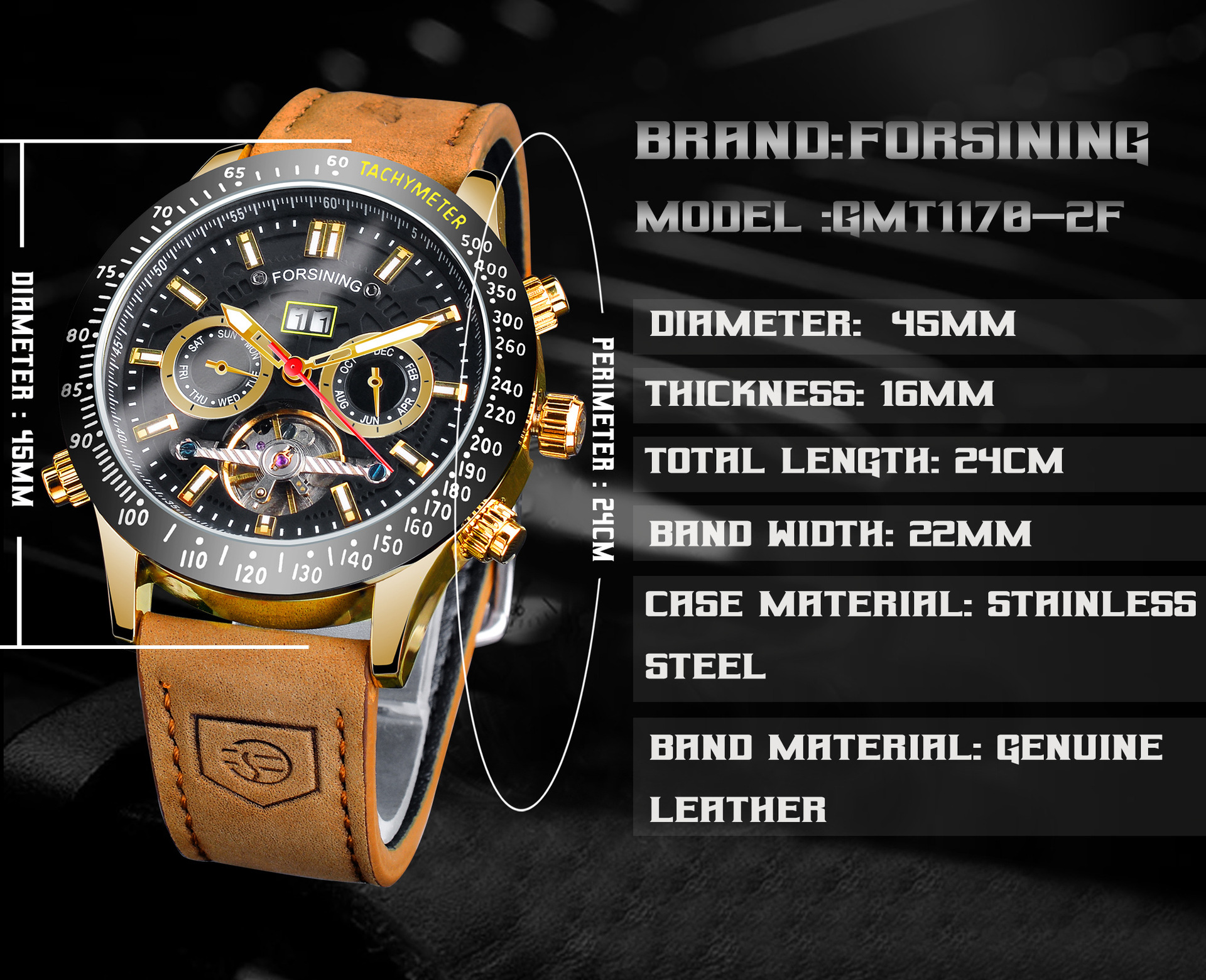 Men's Automatic Mechanical Watch With Leather Strap And Tourbillon_voghion.com