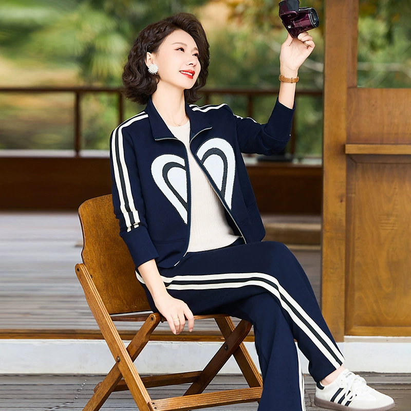 Физический оптовый костюм мамы высокого качества набор весна и осень новые прямые брюки из двух частей модный повседневный спортивный набор
