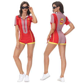 万圣节女赛车手角色扮演服机车车模走秀服拉拉队服装性感游戏制服