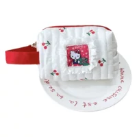 Cherry Patch Kitty Cat Косметичка в стиле ins Симпатичная сумка для хранения Студенческая портативная канцелярская сумка Хлопковая сумка на запястье