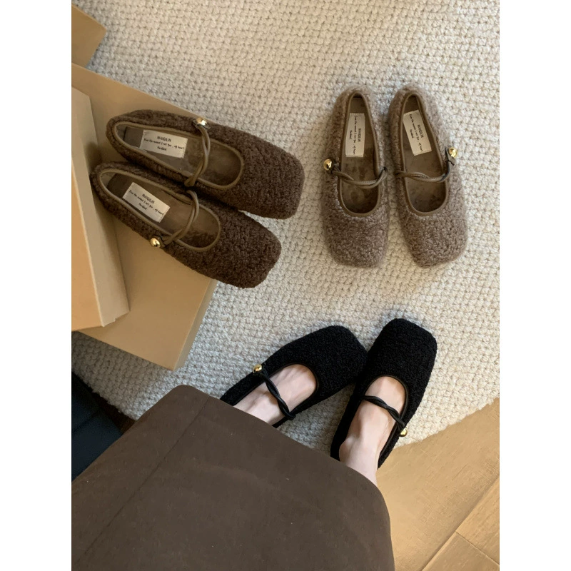 Простые дикие плоские туфли с квадратной головой Мэри Джейн Мао мео женские туфли осень и зима 2024 новая корейская нежная обувь